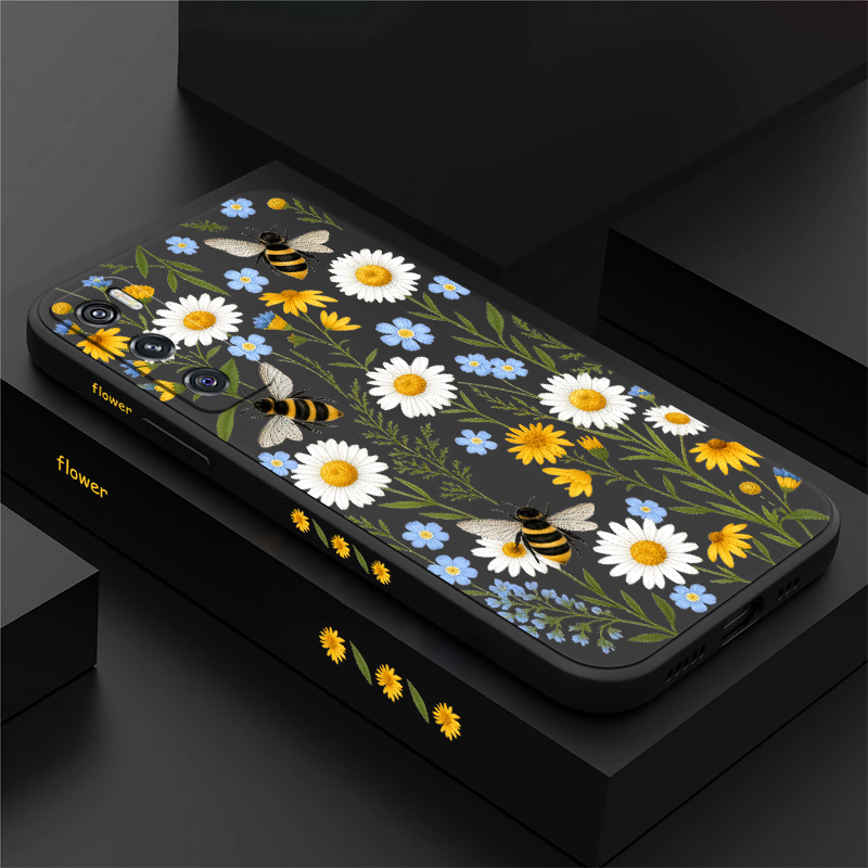 Vivo V40 - Schattige hoes met bloemenmotief en bijenprint